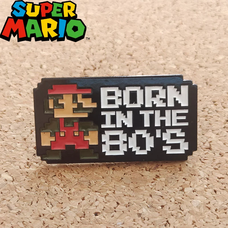 Super Mario Bro Born in The 80’s Anime Metal Brooch Figure Backpack Chest Bag Badge Clothes Pin Decoration Accessories Toys Gift