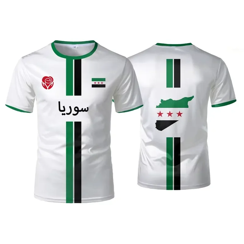 3D Printed Men Women Sports Quick Dry Breathable T Shirt Syrian Flag Outdoor Team Training Uniform Parent Child Short Sleeve