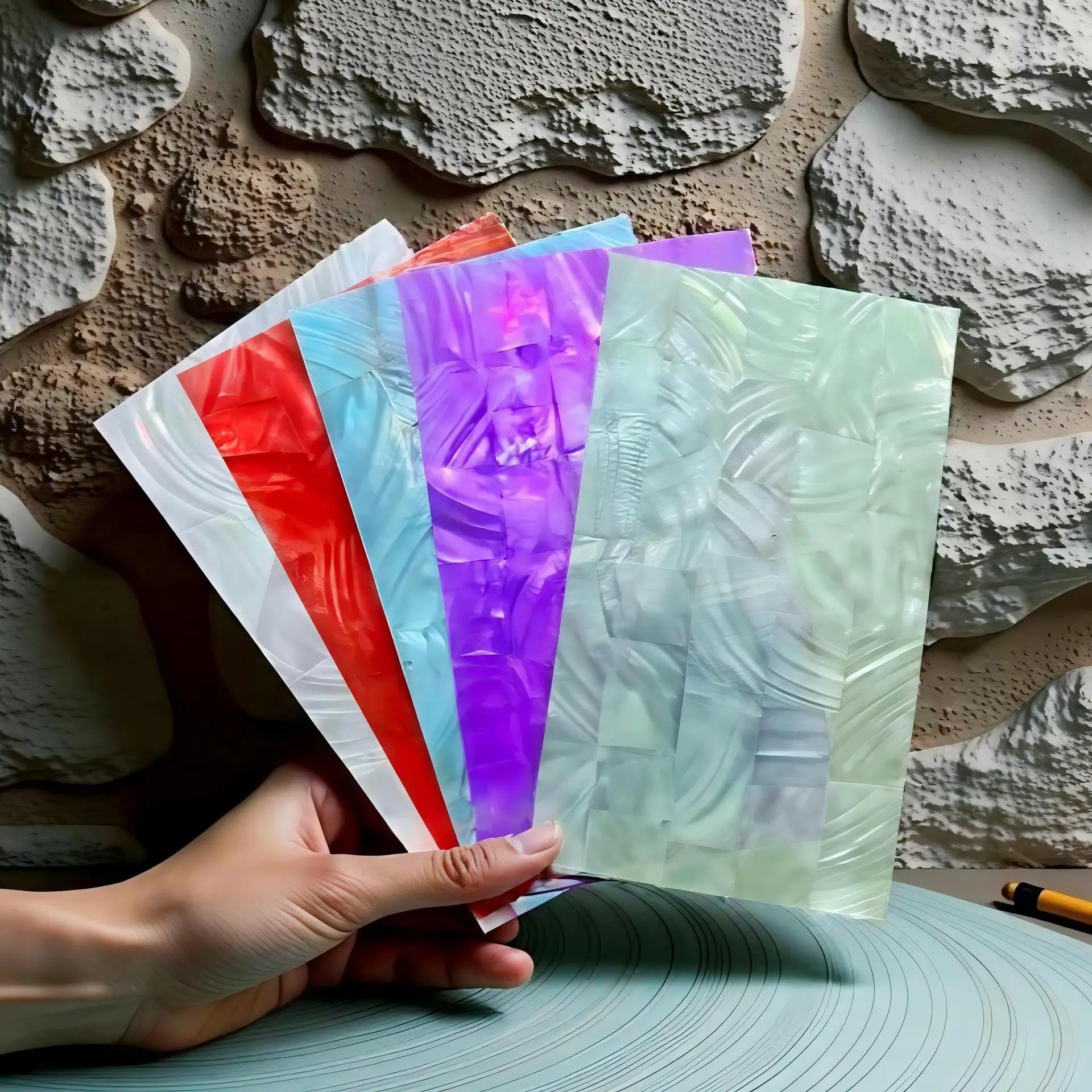 10Pcs 240 * 140mm Colored Shell Paper Mother of Pearl Lacquer Art DIY Painting Craft Materials Inlaid Decorative Sheets