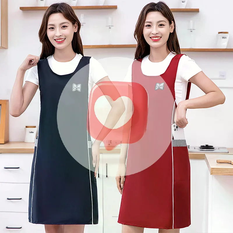مريلة صدرية رفيعة عصرية مقاومة للماء وحزام خصر بلون سادة ومقاومة للزيت للطبخ والخبز قابلة للتنفس #4