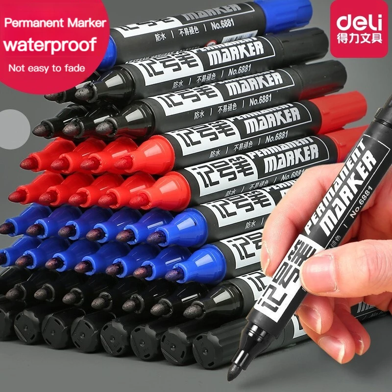 

3/6 Pcs/set Deli Permanent Art Markers Pens Waterproof Oil Based Paint Markers for Rock Wood Fabric Plastic Canvas Glass Canvas