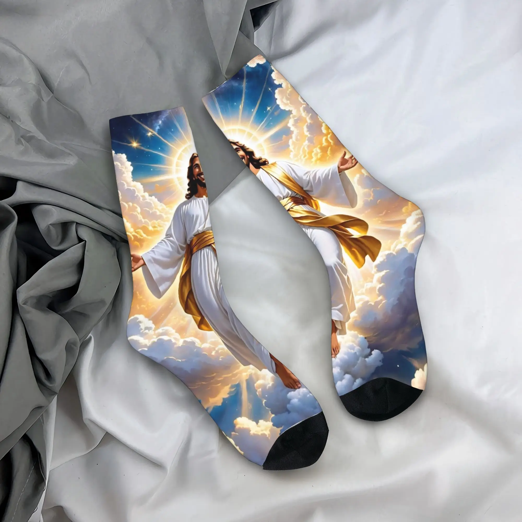 يسوع الارتفاع طباعة الجوارب جوارب القوطية الكبار الرجال متوسطة لينة تسلق الجوارب الخريف نمط مكافحة العرق الجوارب