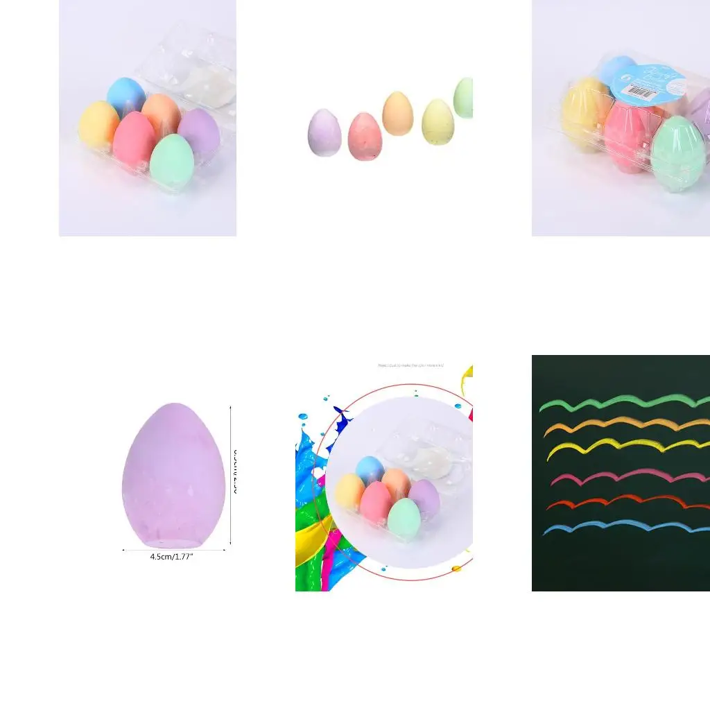 Pack of 6 for Creative Egg-shaped Colored Dustless Colorful Dustless Chalk Sets Non-Toxic for School Home DIY Art Decora