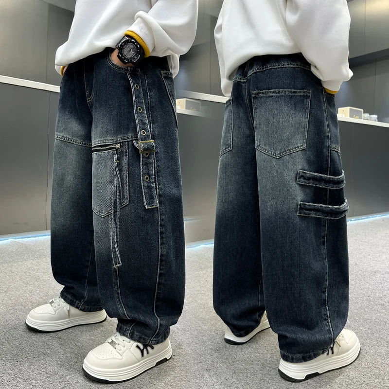 

Fall 2025 New Casual Denim Pants Fashion Personalized Design Pants High Quality Boy Cool
