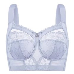 Non Padded Women's Underwear Wireless Minimizer Bra Plus Size Full Coverage Lace Floral Lingerie 34 36 38 40 42 B C D E F