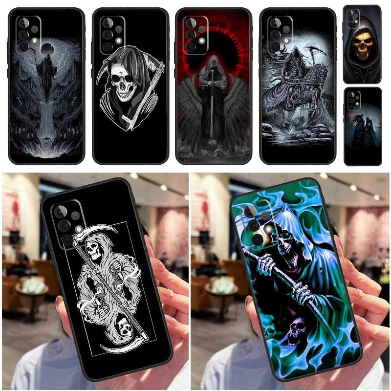 Grim Reaper Skull Skeleton Cover For Samsung Galaxy A54 A34 A14 A33 A32 A52 A53 A51 A71 A13 A23 A73 A12 A22 A21S Shell