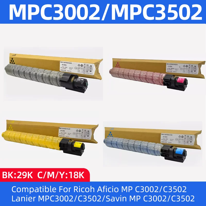 

1PCS MPC3502 MP C3502 C3002 Toner Cartridge Compatible for Ricoh Aficio Lanier Savin MP C3002 C3502 MPC3002 copier color toner