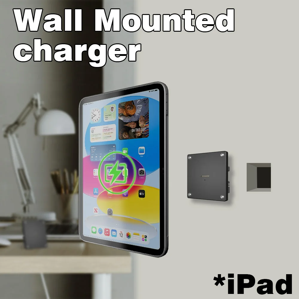 Zilvex AC Magnetic Wall Mount Charger for iPad Pro/Air/Mini 8.3-11-13in 15W Fast Charge Base + Case Set Smart Home Tablet stand