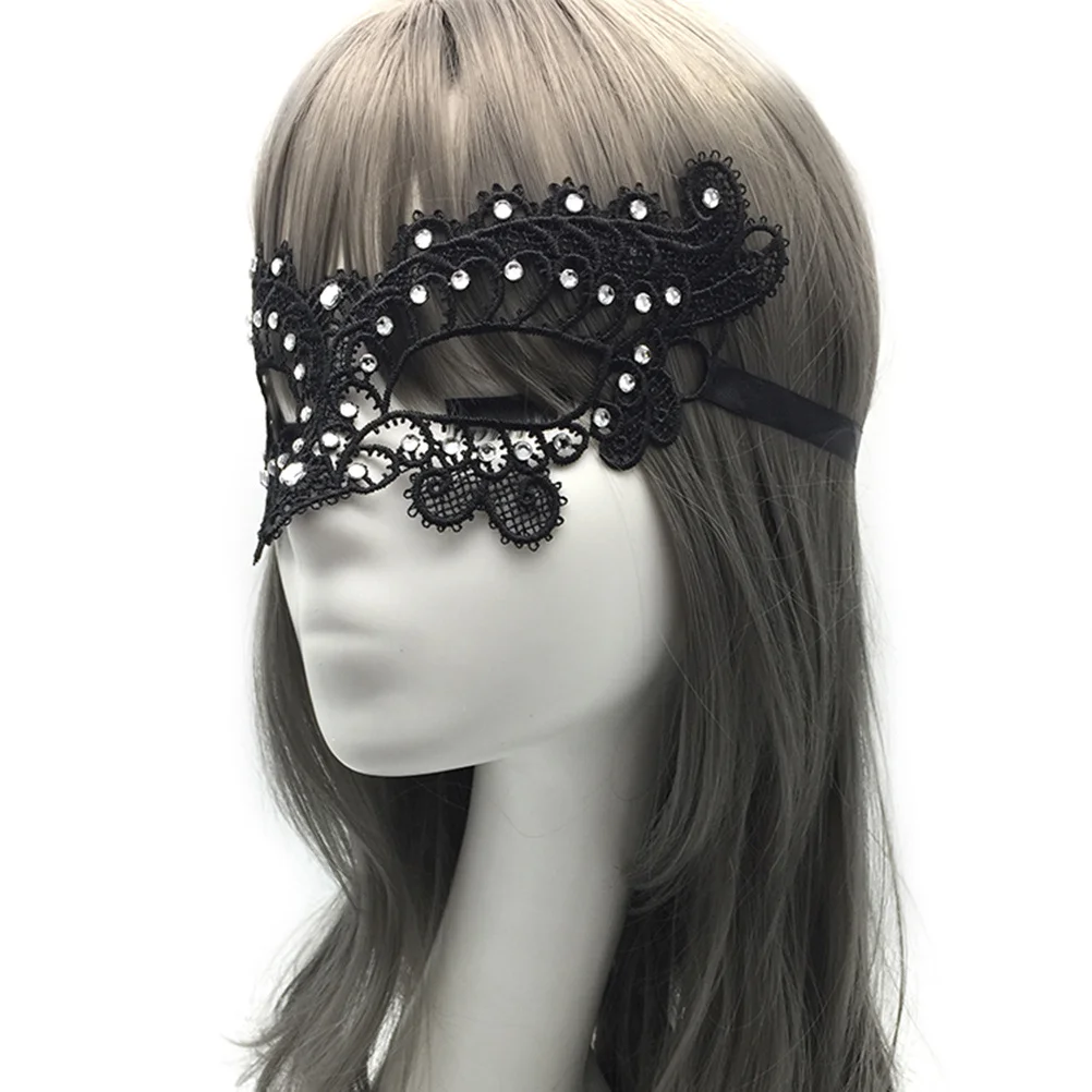 

Half Face Mask Black Premium Lace Eye Mask with Diamond for Halloween Masquerade Party Costume Carnival Mardi Gras Birthday