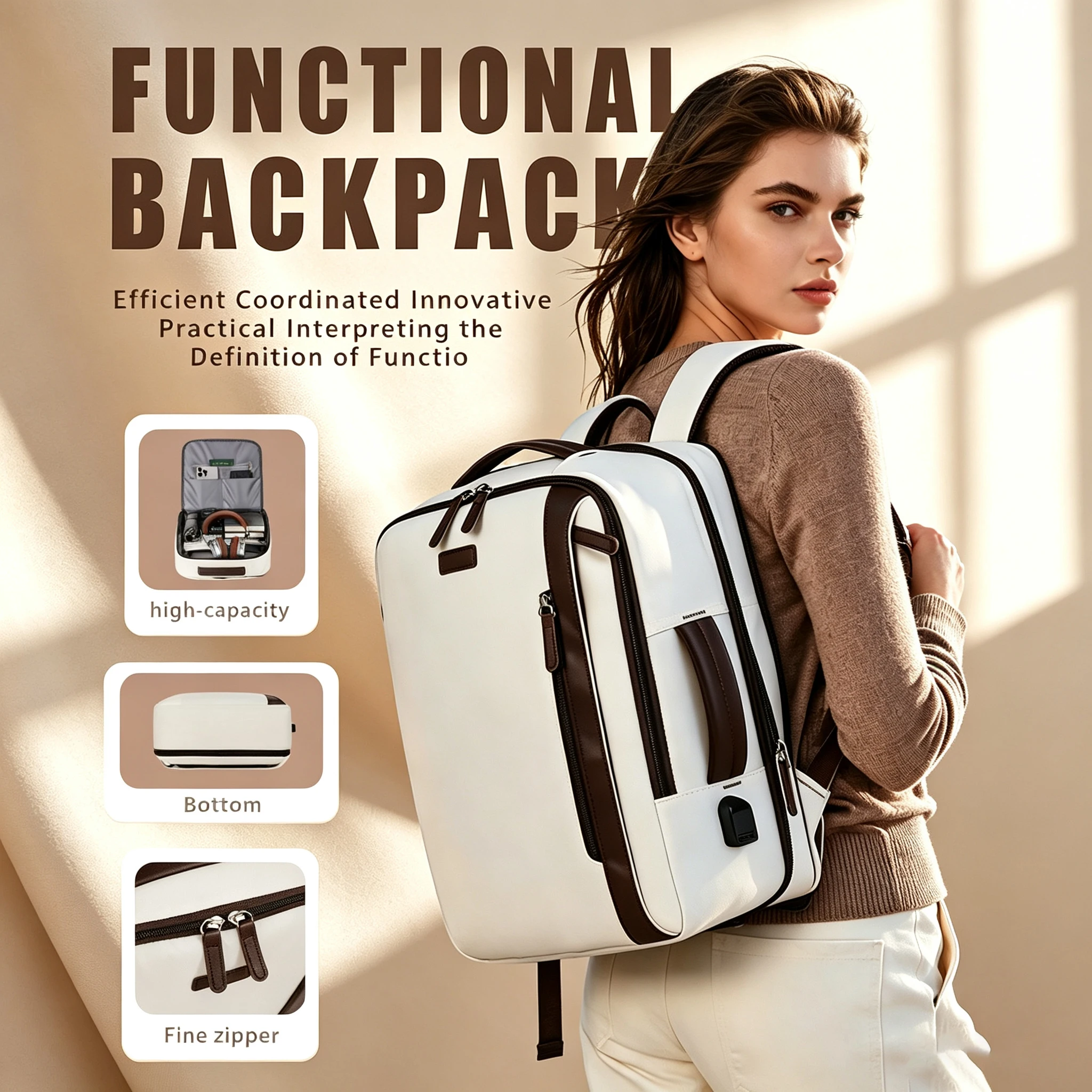 Casual Backpack for Men, High-End Outdoor Commuting Travel Backpack, Oxford Cloth Multi-Functional College Student Computer Backpack