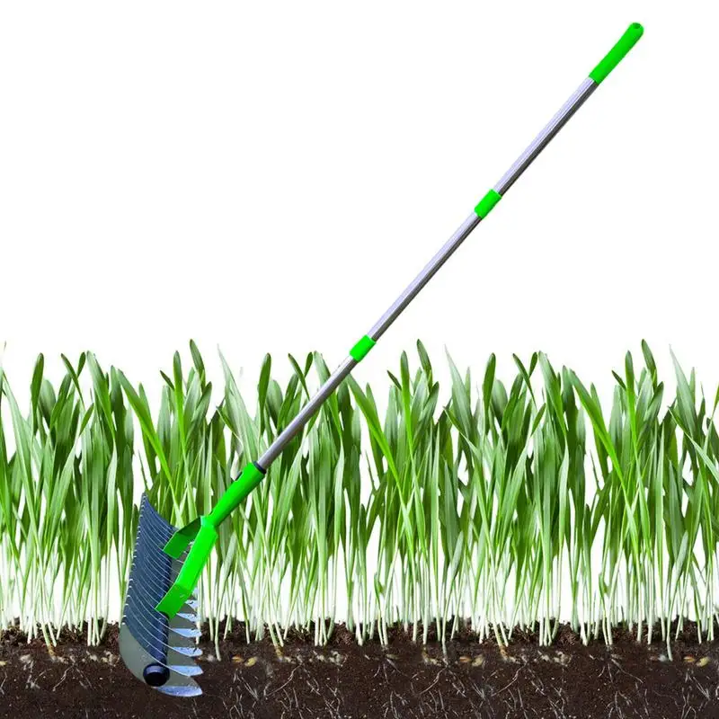 Thatching Rake Multifunctional Dethatching Rake Scarifier Portable Dethatcher Lawn Rake For Patios Yards Gardens Accessories