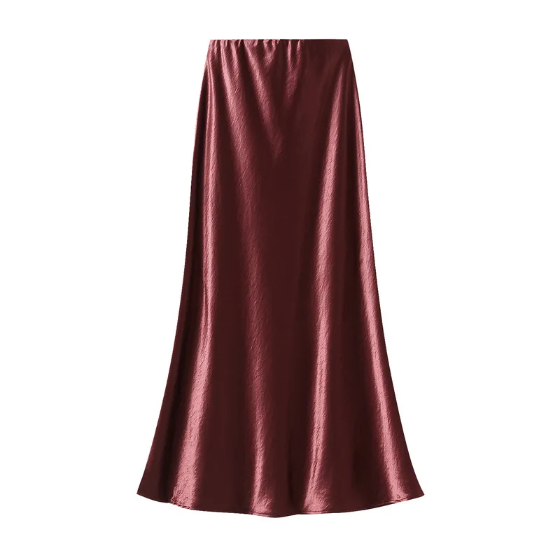 Purchasing temperament: pleated flowing satin fishtail skirt for women in autumn, with a slimming effect and a hip length skirt