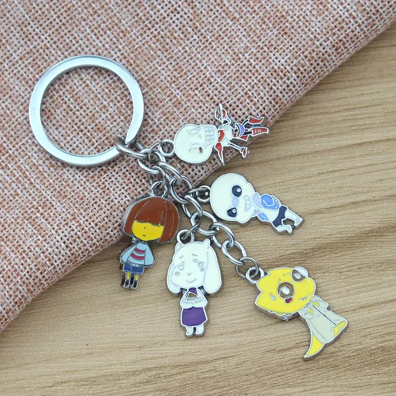 Anime Game Undertale Metal Keychain Frisk Sans Toriel Papyrus Alphys Fashion Pendant for Bag with Cosplay Accessories for Gift