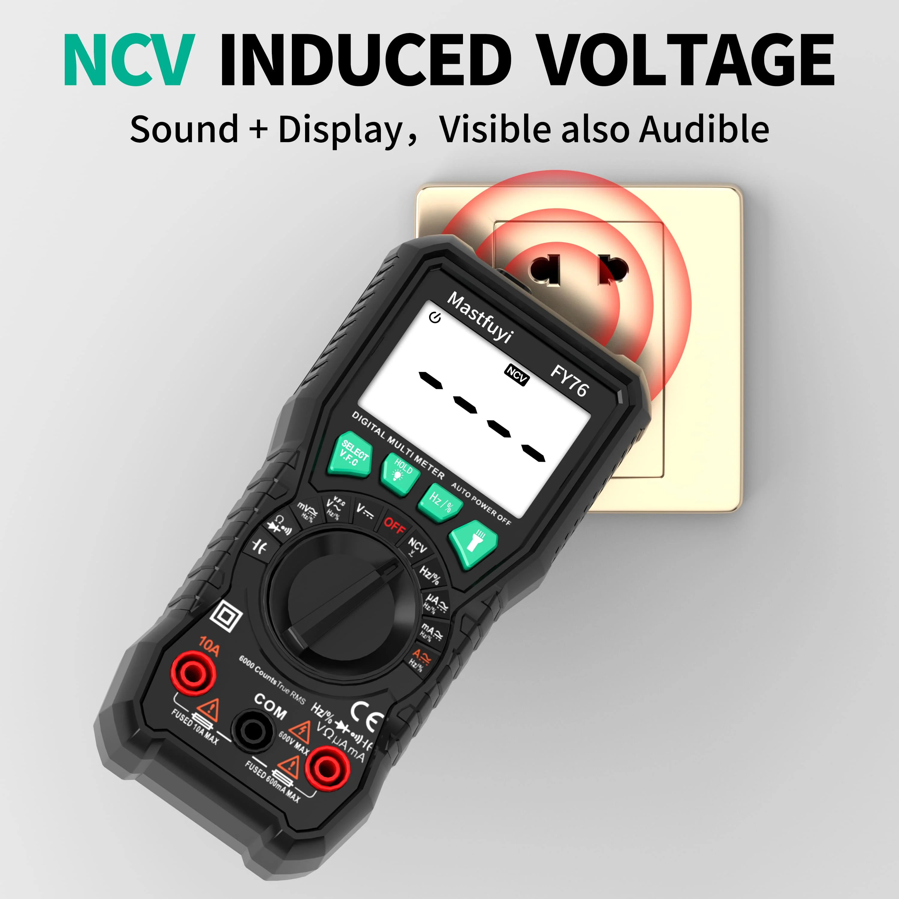 MASTFUYI-Multimètre numérique à main, ampèremètre, voltmètre AC DC, mini, câble Ohm mètre avec sonde