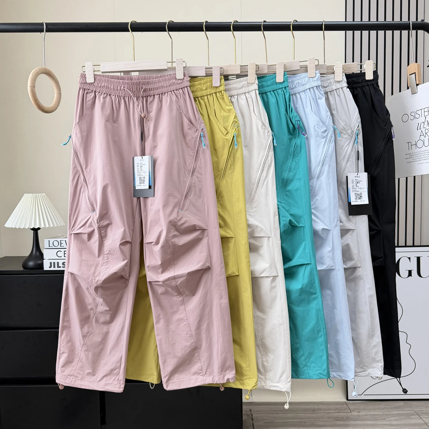 Couples Outdoor Sports Hiking Quick Dry Breathable Water Resistant Casual Pants Workwear Polyester Fiber High Waist Trousers