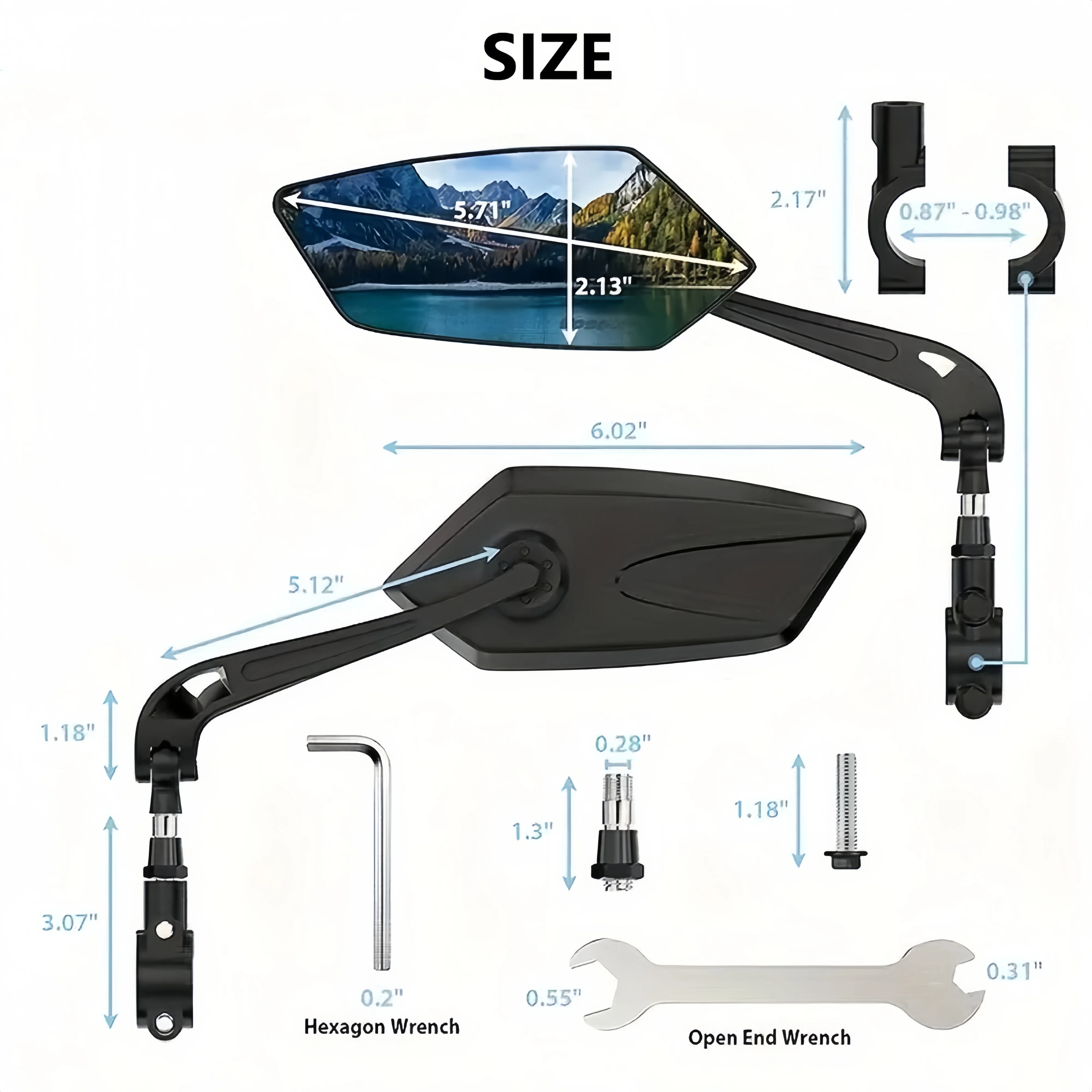 Bicycle Rear View Mirror 360 Degree Rotatable HD Wide Angle Cycling Rearview Mirror Adjustable Handlebar Mirror for Mountain Road Bike E Bike