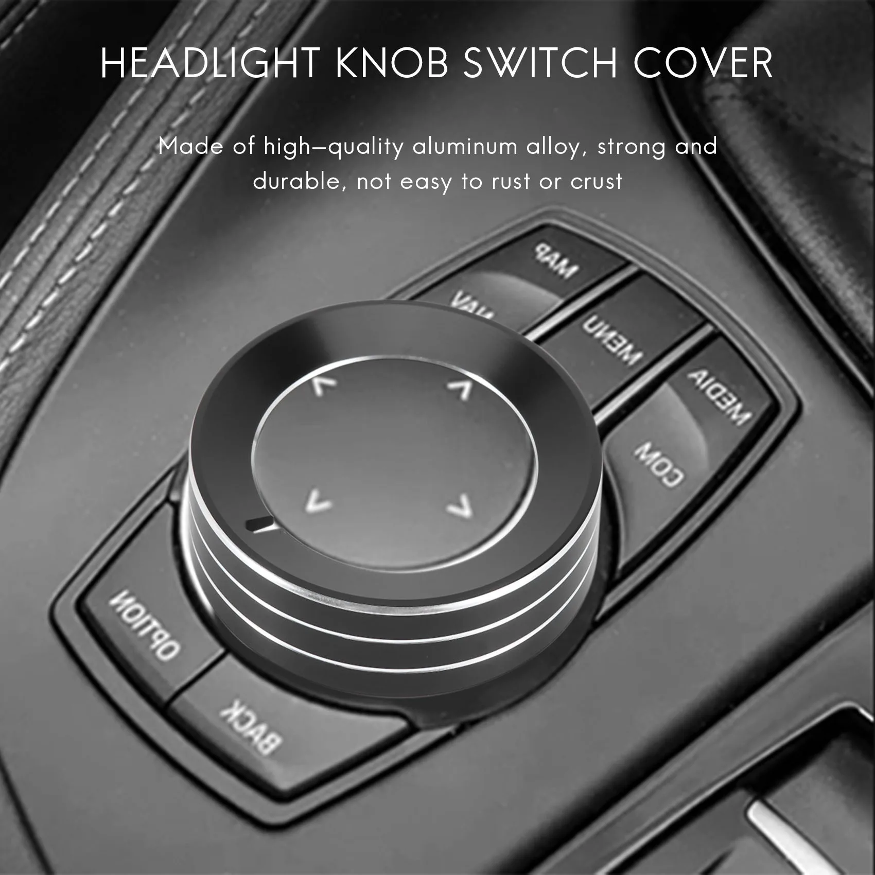 Aluminum Alloy Car Inner Headlight Knob Switch Cover Ring Cover Trim for Ford F150 XLT 2016 2017 Mustang 2015 2016