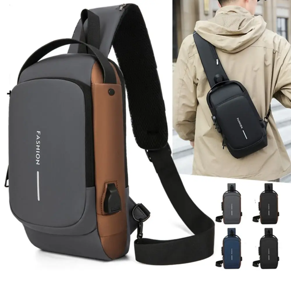 Anti-theft Men's Chest Bag Water Proof Large Capacity Male Multifuctional Shoulder Bag Multi-pocket Password Lock