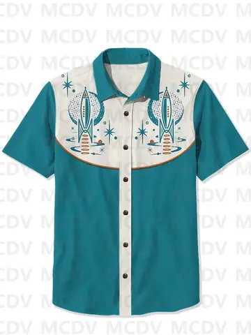 50-tals Atomic Space Cat 3D Hawaiiskjortor Sommar Dam För Herrskjortor 8 best sales atomkatt - №2