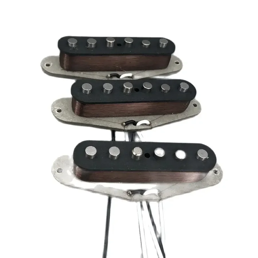

ST Vintage V70 SSS Handwound Alnico 5 Guitar Pickups Grey Bottom Plate Plain Enamel Wires