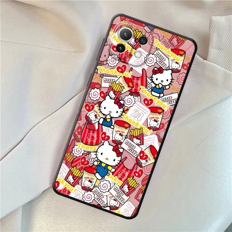 حافظة لهاتف Xiaomi Mi 11 12 13 Lite 10T 11T 12T Pro 12X 13 14 15 Pro غطاء هاتف ناعم أسود سانريو فراولة كيتي