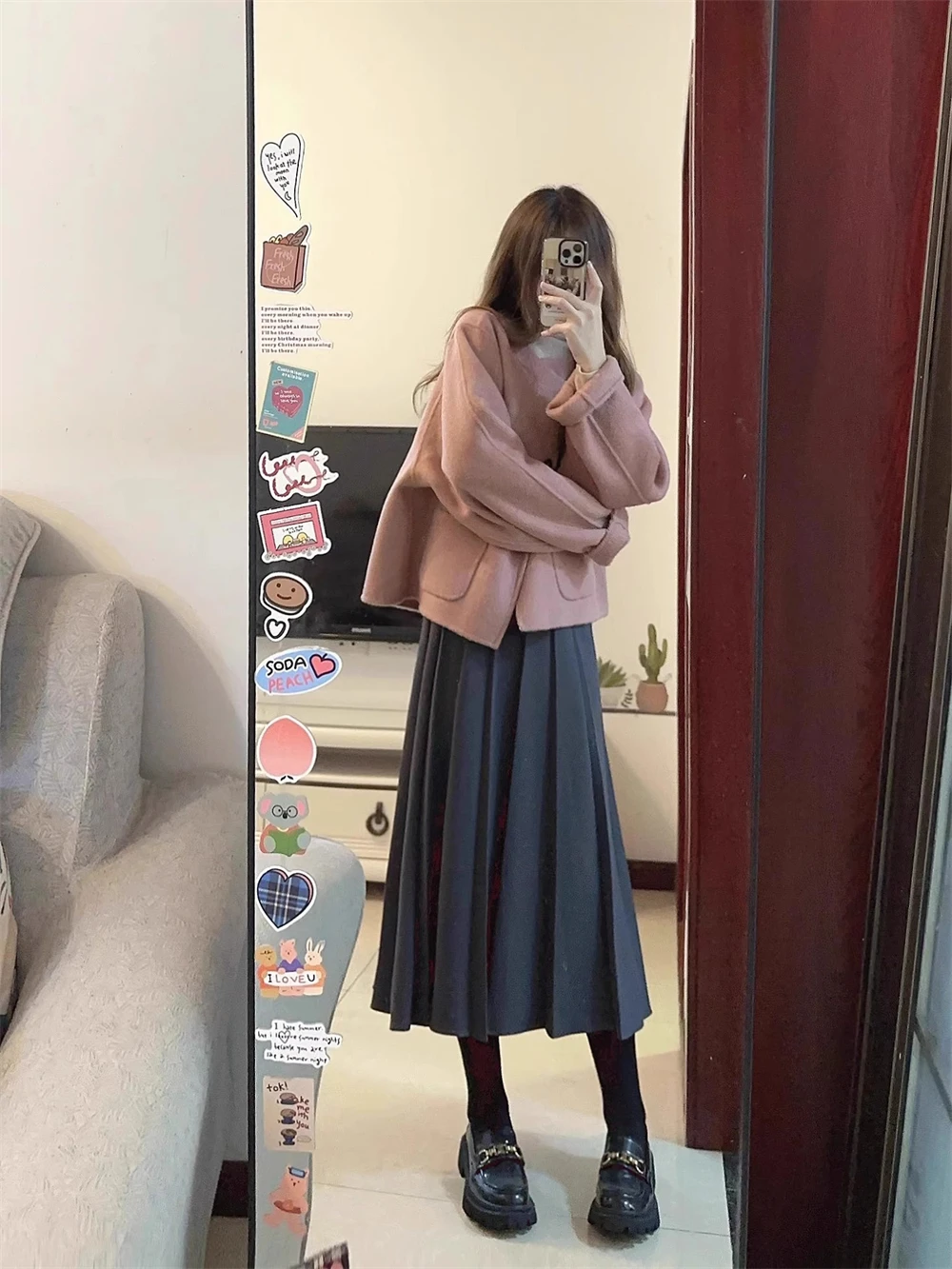 Vintage High-end Short Pink Woolen Coat Women Autumn Winter New Loose Japanese Korean Casual  Trendy Jacket Daily Outerwear Gift