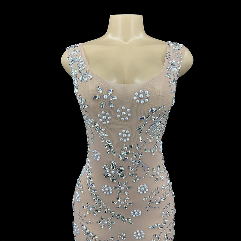 ผู้หญิงแฟชั่นประกายคริสตัลสีขาว Feather ชุดราตรีเวทีโฮสต์ Vestidos De Ocasião อย่างเป็นทางการ Ballkleid Luxuskleid