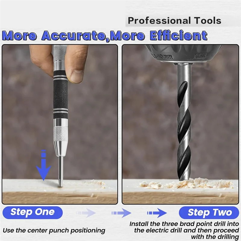 A88E-Double Flutes Design 14PCS Wood Drill Bit Set Including Center Punch For All Types Of Wood And For Carpenters