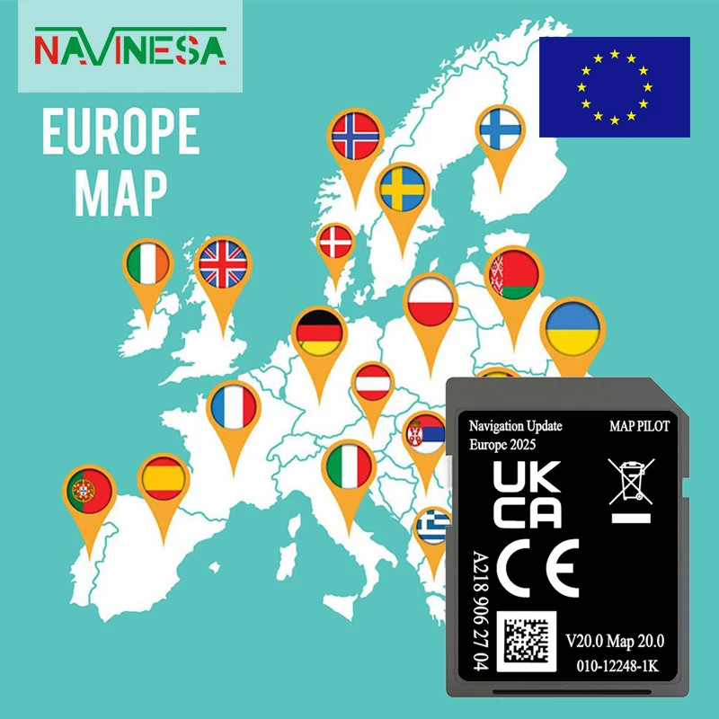 

A2189062704 32GB Card for Mercedes GLC from 2017 Car Map Polit V20 Cover Europe Norman United Kingdom Bulgaria Portugal Maps
