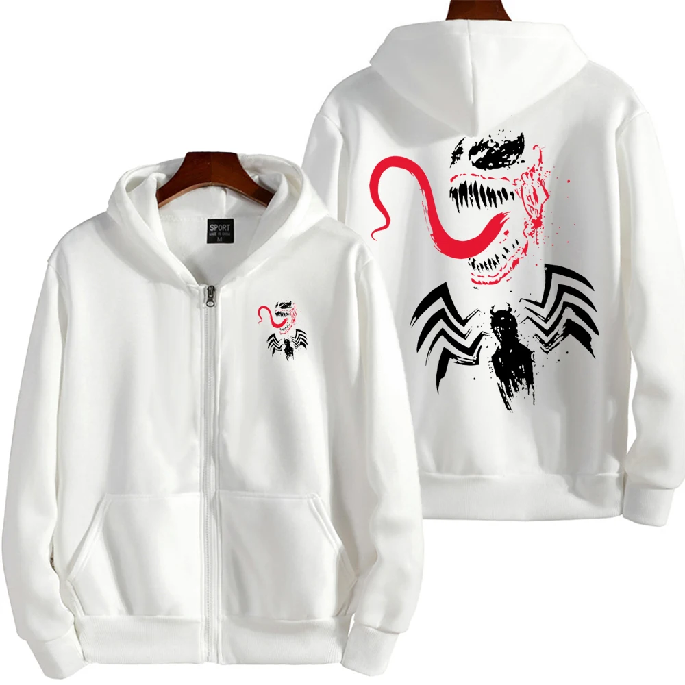 Primavera e outono novo logotipo da marvel veneno esportes masculinos com zíper hoodie feminino lazer ao ar livre moda casaco jaqueta