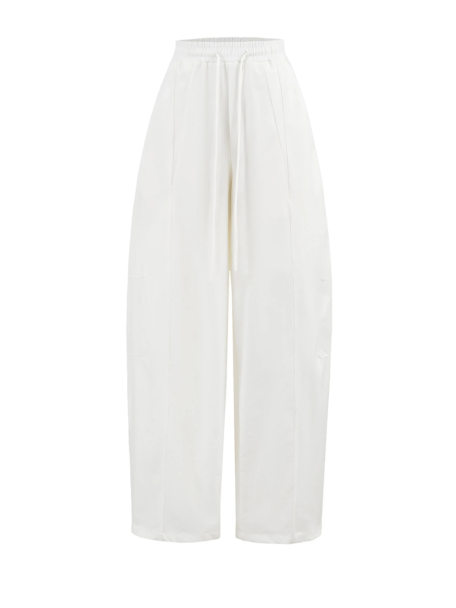 Amerikaanse Sle hoge taille wijde pijpen broek Dstring losse pasvorm casual broek ademend luie vloerlengte gordijnbroek