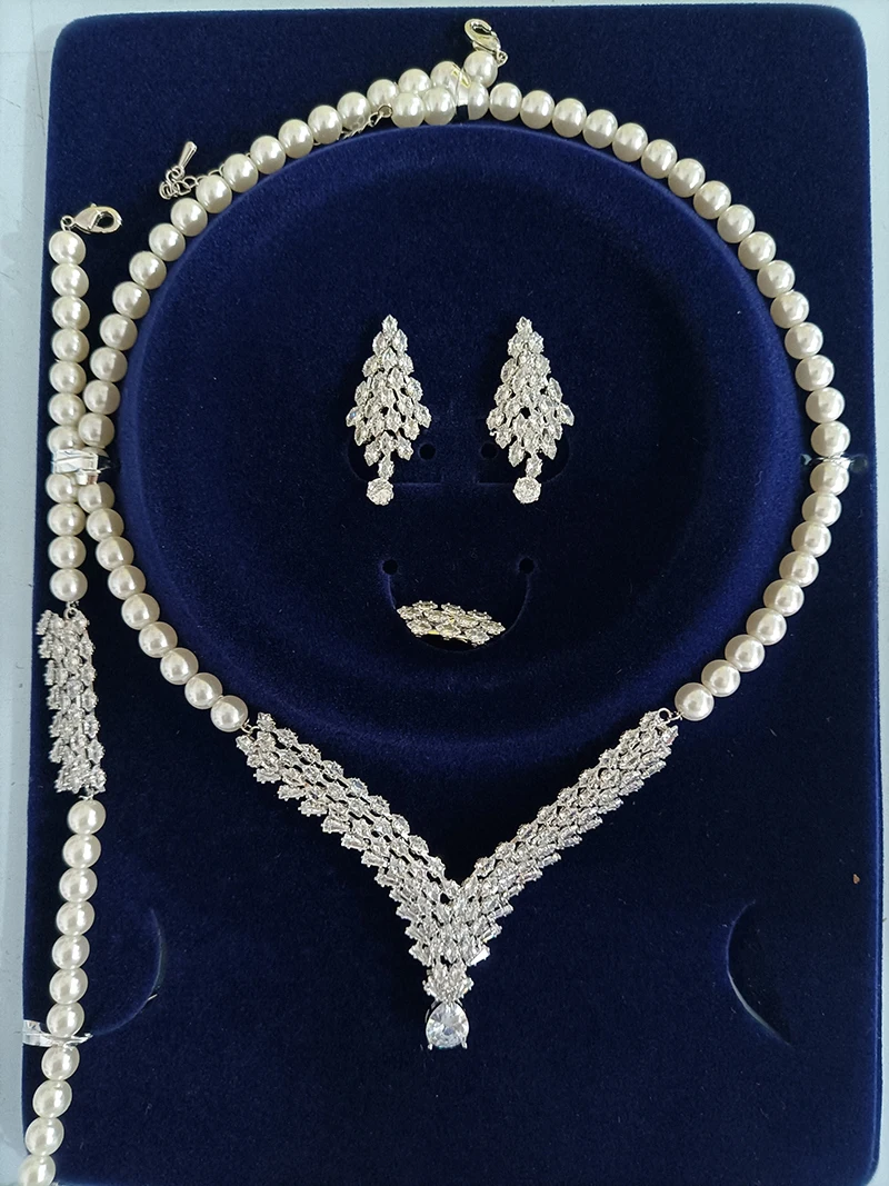Jewelry Set HADIYANA Spotless White Pearls Necklcace And Bracelet BN9262 Crystal Women Wedding Jewelry Set Birthday Party Gifts