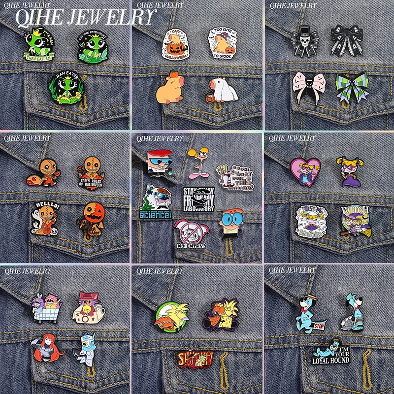 2-7Pcs/Set Cartoon Anime Movies Game Badge Enamel Pins Anime Role Peripherals Beaver Blue Dog Brooch Funny Lapel Badge Accessory