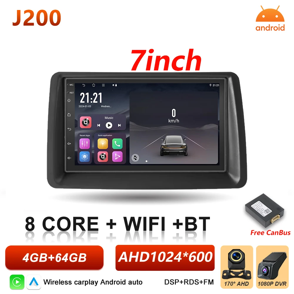 Android 16 Auto autoradio voor Fiat Panda 2003 2004 2005 2006 2007 2008 - 2012 Carplay multimediaspeler stereo GPS head unit DSP