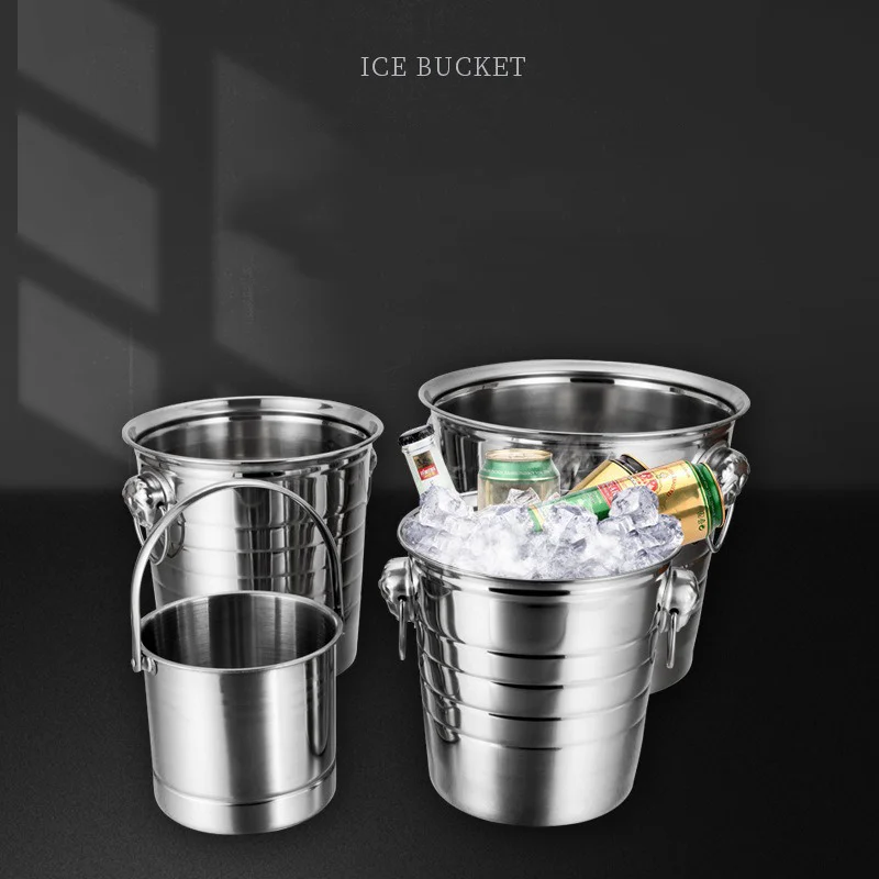 3/5L Stainless Steel Ice Bucket Wine Beer Cooler Bucket Ice Maker For KTV Bar Kitchen Party Barware Snack Bucket Container