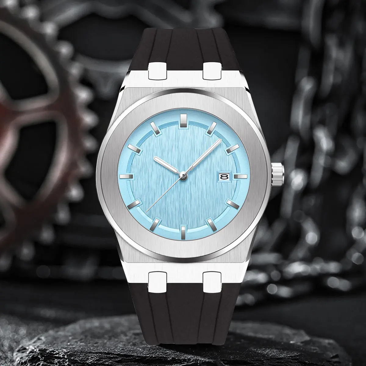 Ice Blue Yellow Luxury Classic Mens Fashion Quartz Stainless Steel Analog Waterpoorf Business Wristwatches