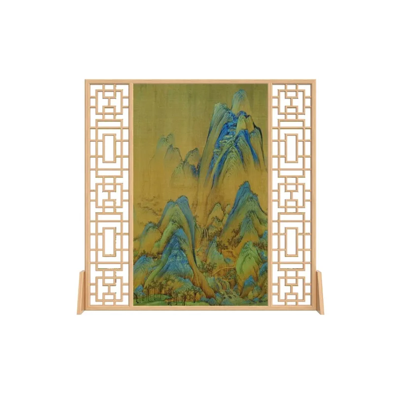 Solid wood return-shaped hollow seat screen household entrance door porch partition company lobby living room aisle occlusion