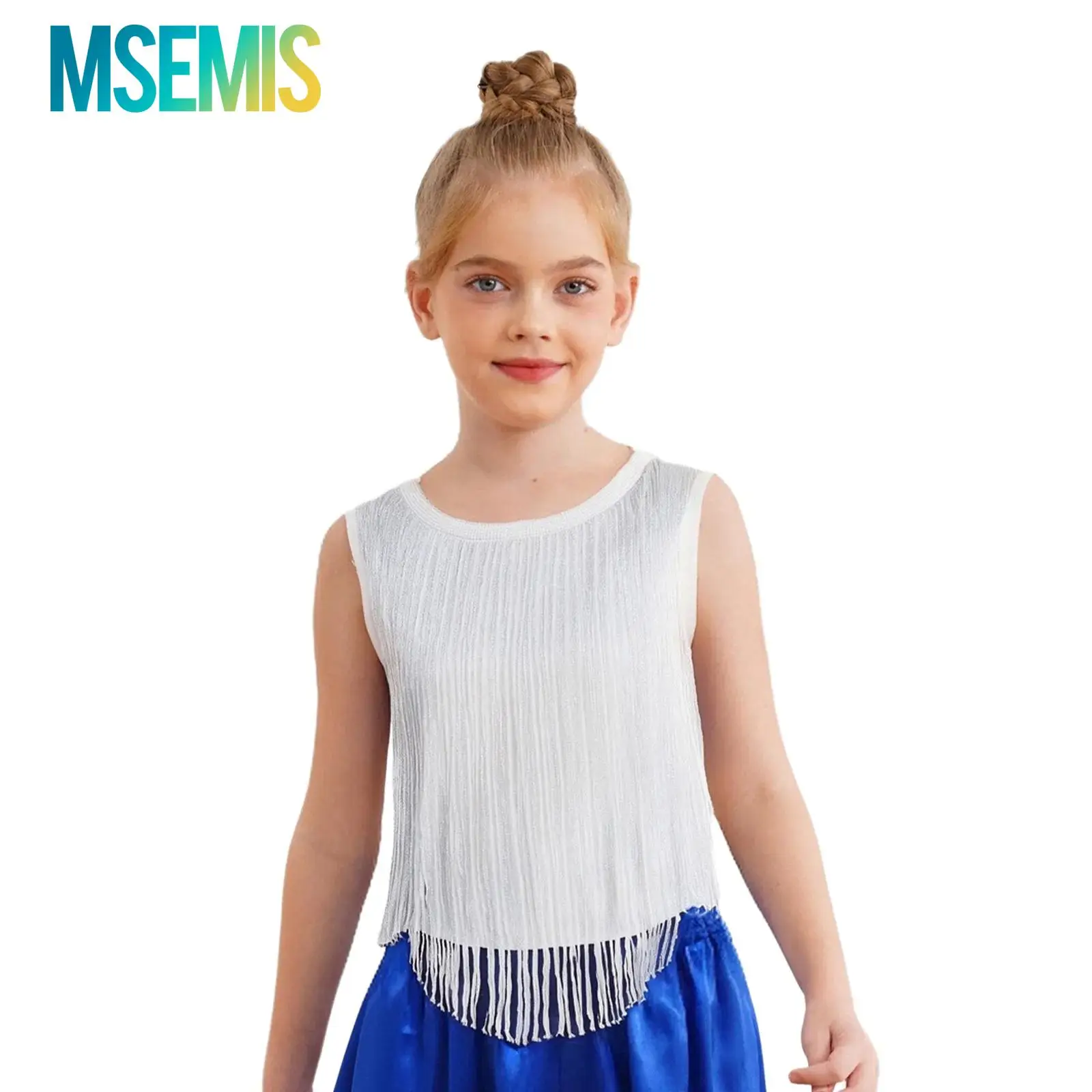 

Детский жилет с бахромой в стиле хип-хоп для девочек, топы с кисточками для джазовых уличных танцев, костюм для выступлений, майка без рукавов для вечеринки, сцены