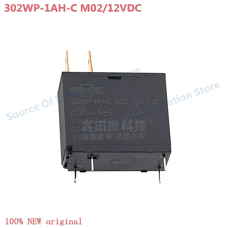5Pcs 302WP-1AH-C-M02-12VDC 4-Pin Relay 17A DC Voltage Time Delay Relay for Electrical Engineering