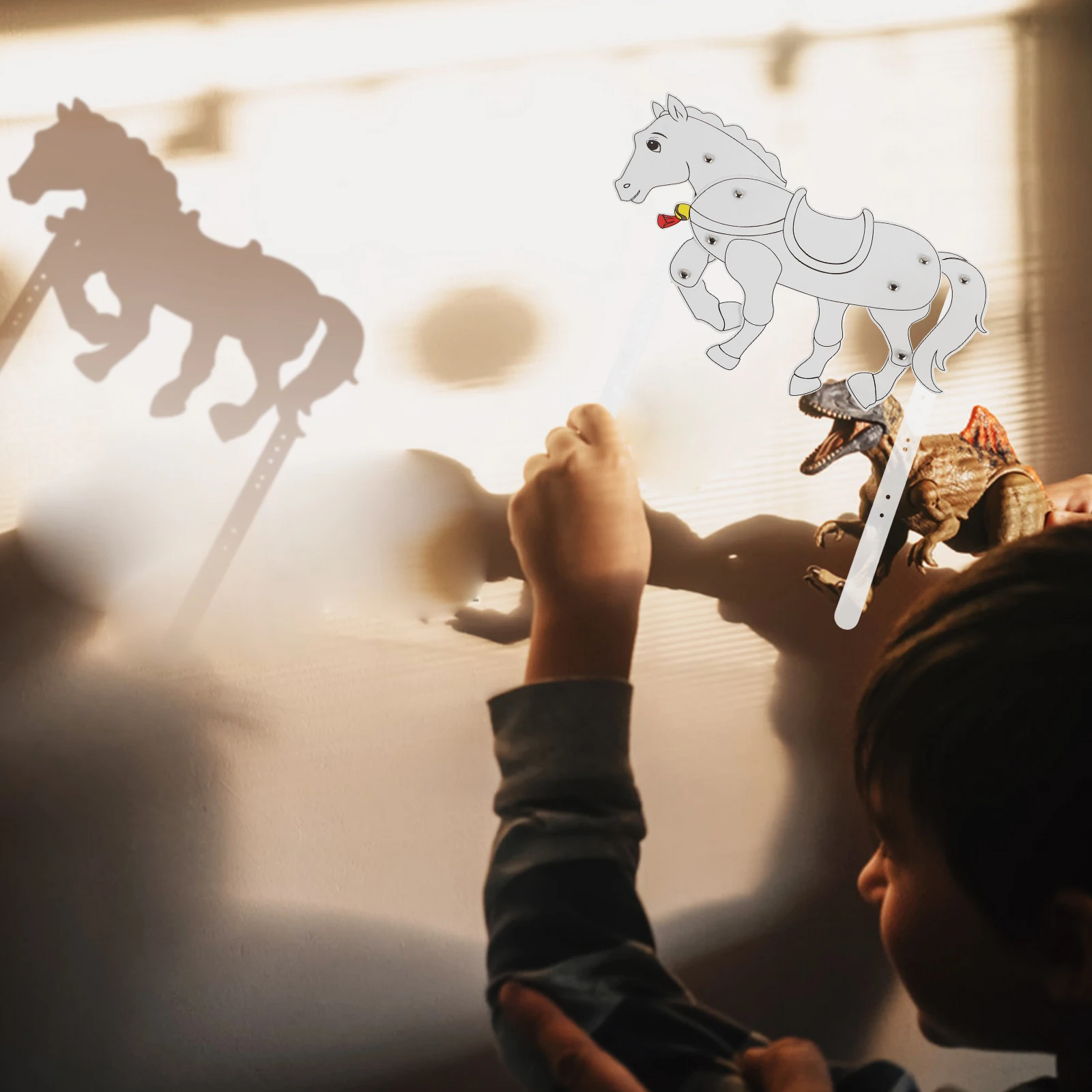 4 Uds. Marionetas de sombra artesanales DIY marionetas caballo juguete accesorio chino accesorio de plástico colorido