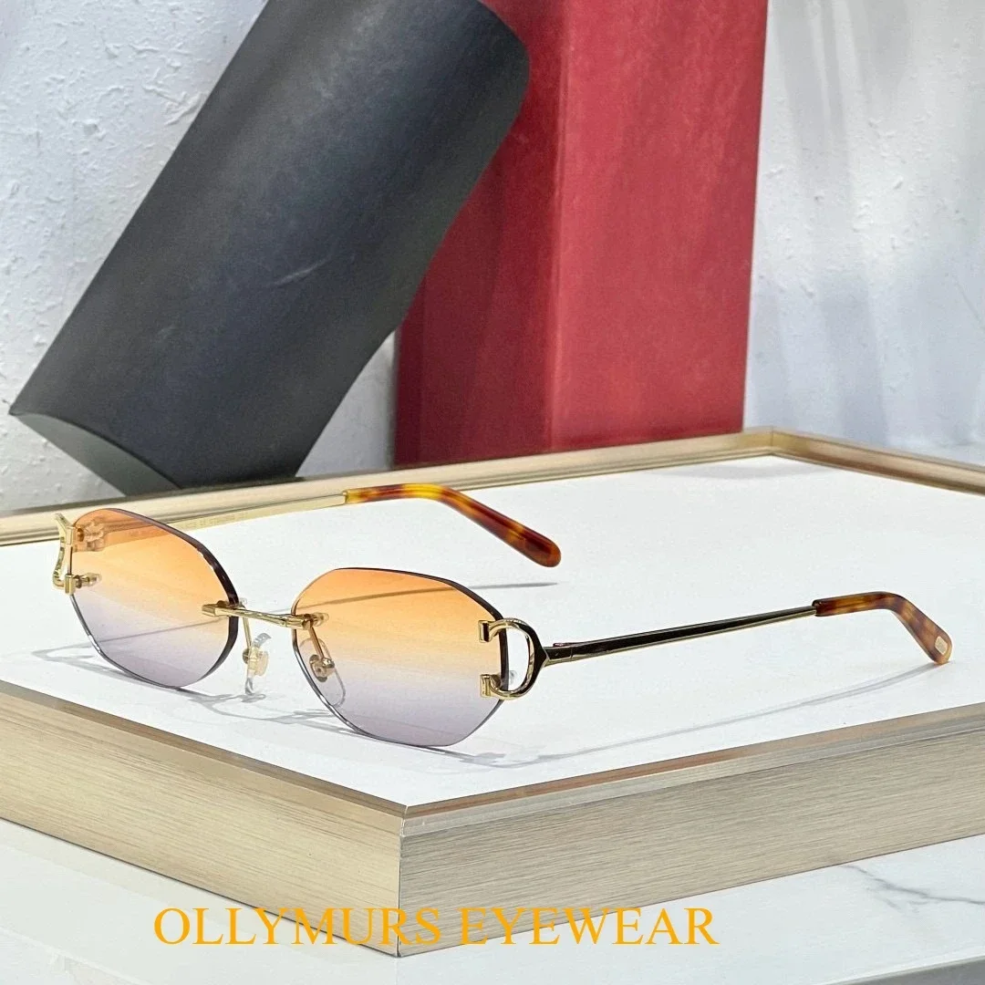 Designer Sunglasses ProtectionMetal CT0029 Card Rimless Fashion  Luxury Premium  Wind Horseshoe Buckl