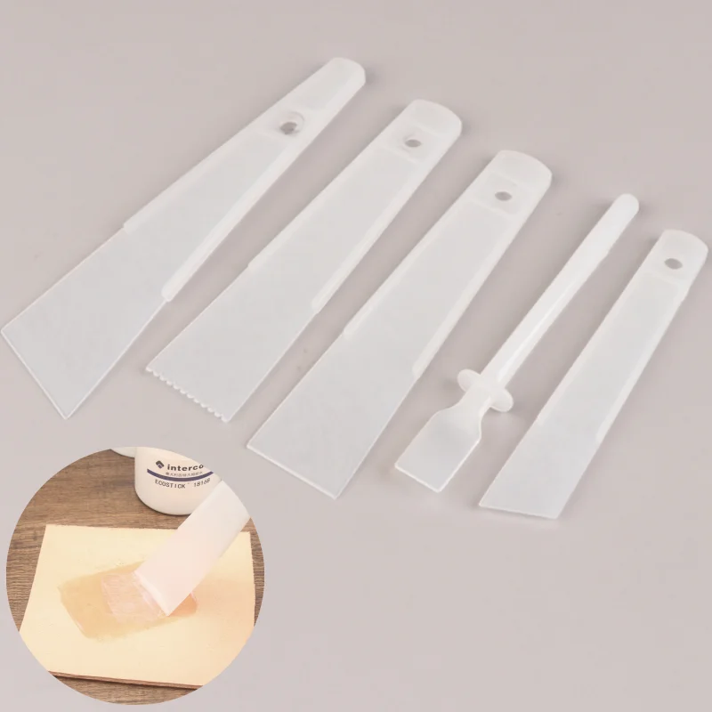 5Pcs Plastic Crafts Carving Leather DIY Handmade Gumming Board Smear Glue Tool Leathercraft Gumming Glue Gluing Tool