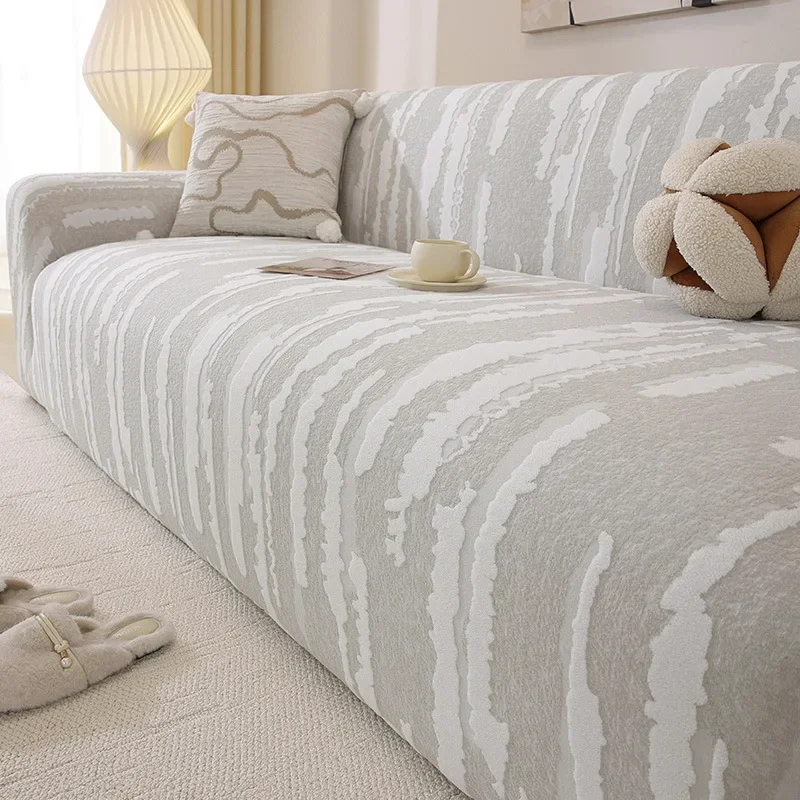Stretch Sofa Slipcover Solid Color Sofa Couch Cover Soft Non-slip Dustproof Furniture Protector for Living Room Home Decor