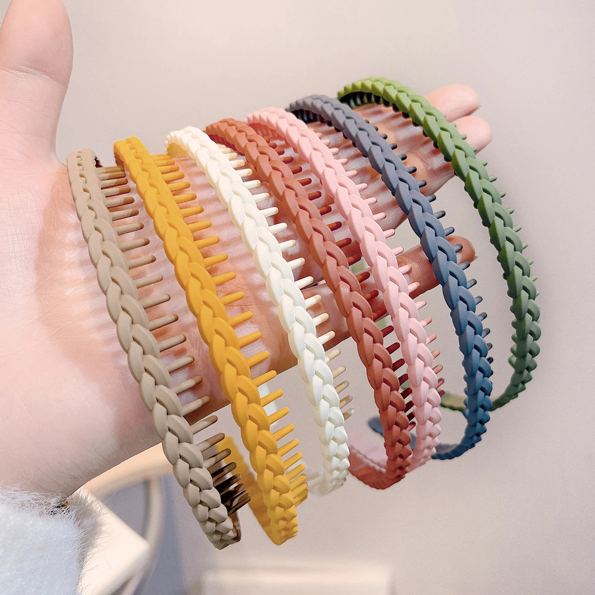 New Fashion Acrylic Morandi Frosted Braid Headband Hairband Hair Accessories Headwear frosted fine braid with teeth hair band