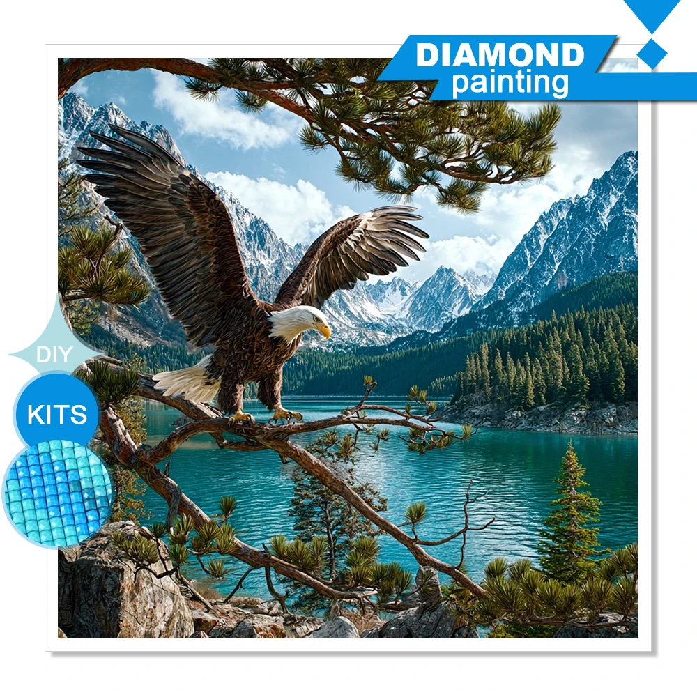 Huacan Neuheiten Diamant-Malerei Adler Mosaik Tier Komplettset Handgemachtes Geschenk Wanddekoration