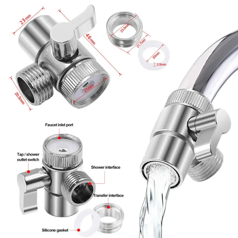 Liga de zinco interruptor torneira adaptador pia da cozinha divisor desviador válvula água torneira conector wc bidé chuveiro kichen acessórios