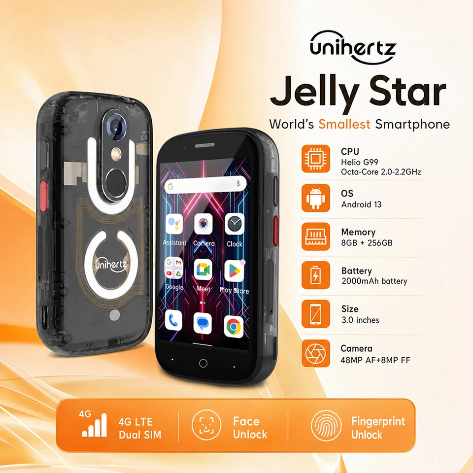 Unihertz Jelly Star Mini Smartphone Android 13 8GB 256GB Led Light