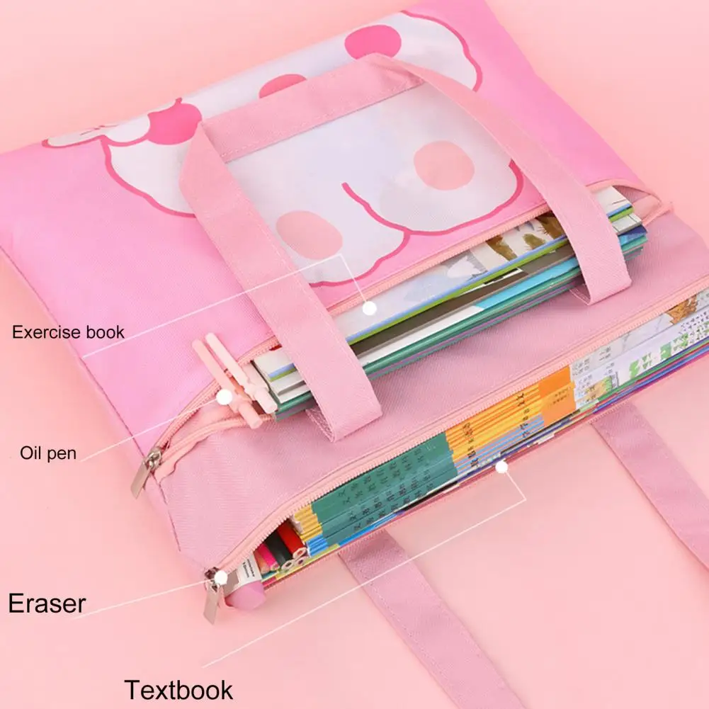 Lovely File Storage Pouch Waterproof File Storage Bag Zipper Closure Cartoon Pattern Document Pouch  Storage