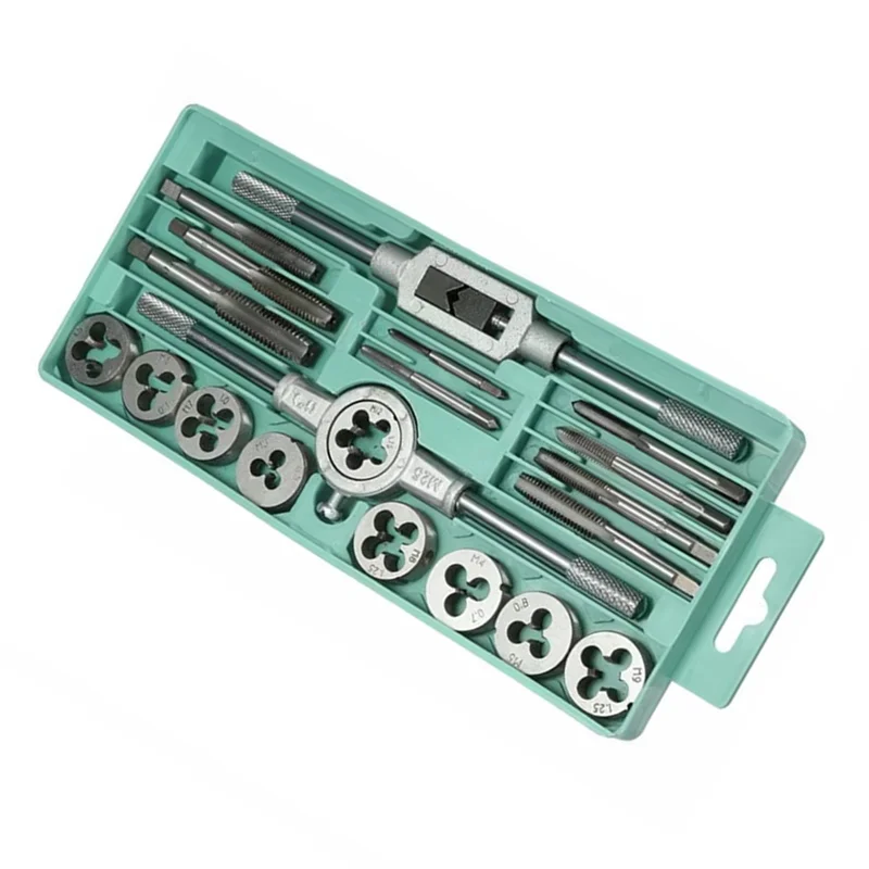 

WCS-20Pcs Hand Tools Plating Tap Dies Set Thread Plugs Taps Screw 1/16 Inch--1/2 Inch M3-M12