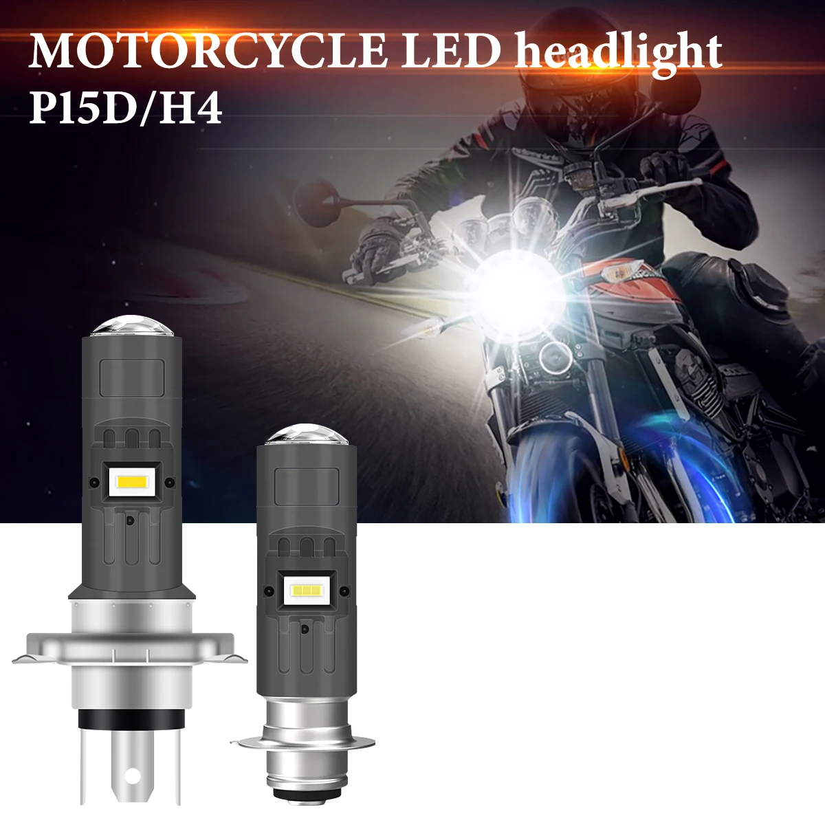 1X H4 P15D LED موتو المصابيح الأمامية 9-96 فولت ثنائي اللون DRL الأضواء مرحبا/لو شعاع ضوء الأبيض الدراجات النارية إشارة ملحقات المصابيح